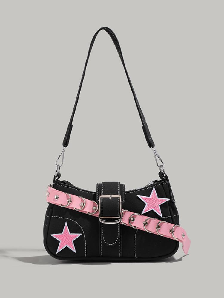 Niche Patchwork Star One-Shoulder Baguette Bag - 2025 Sweet & Spicy Underarm Handbag for Women