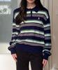 TTUDEMENT Retro Stripe Polo Knit Navy