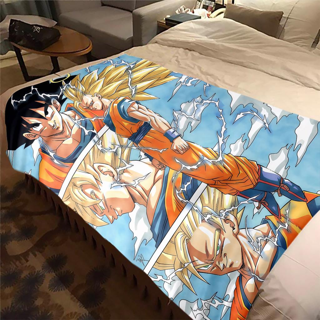 1 Stück Son Goku Druck Flanelldecke, Hohe Qualität für alle Jahreszeiten, Heimdekoration, Wärme und Komfort, Perfekt für Weihnachtsgeschenke