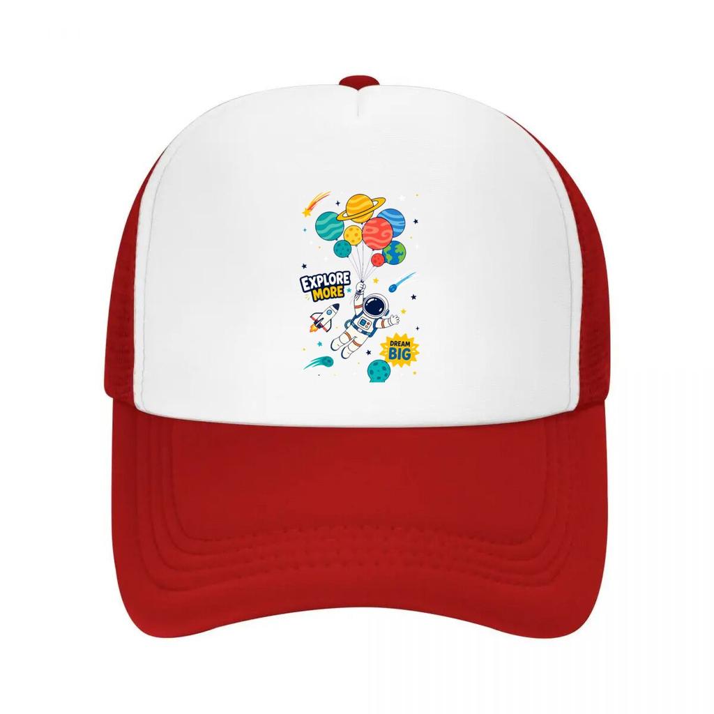Playful Astronaut Orbit Adventure Gr Mesh Baseball Cap Casual Hat Outdoor For Womens Unisex FeUnisex