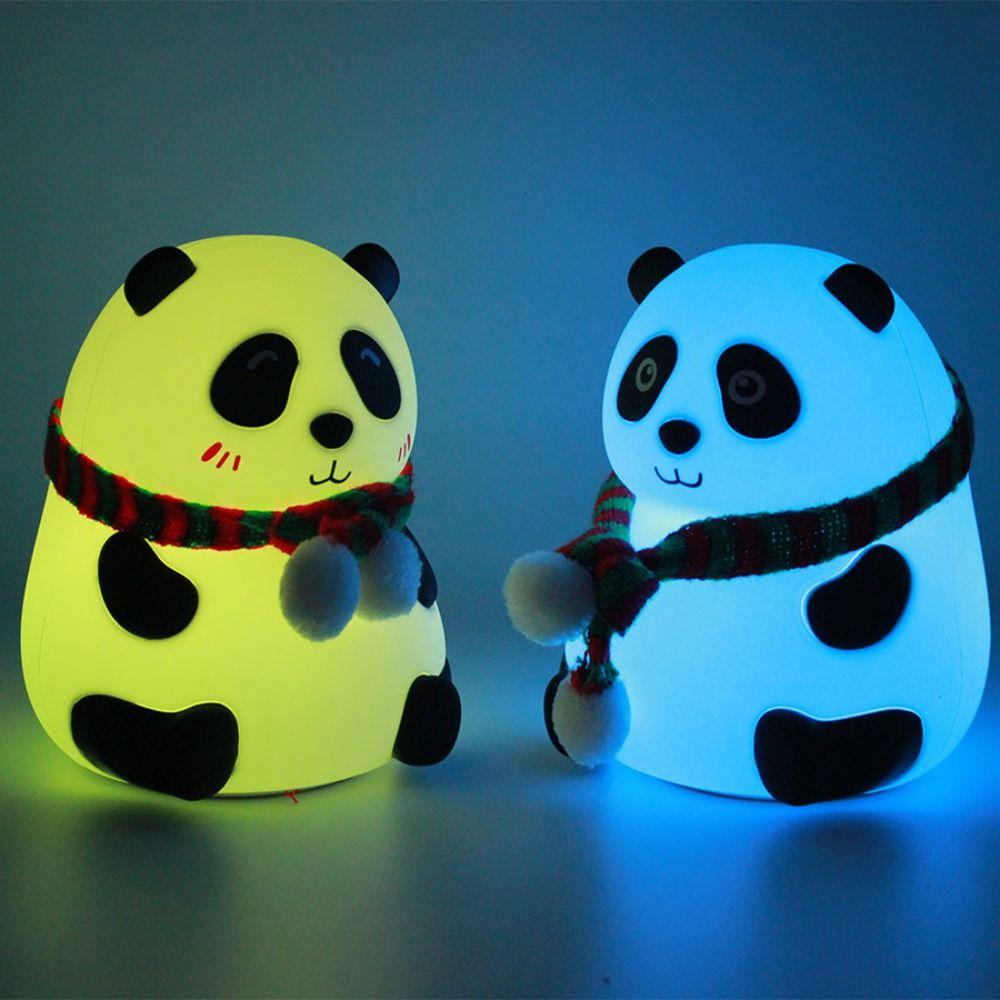 

Panda Patting Panda Night Light Silicone Panda Desk Lamp Creative Bedroom Decor