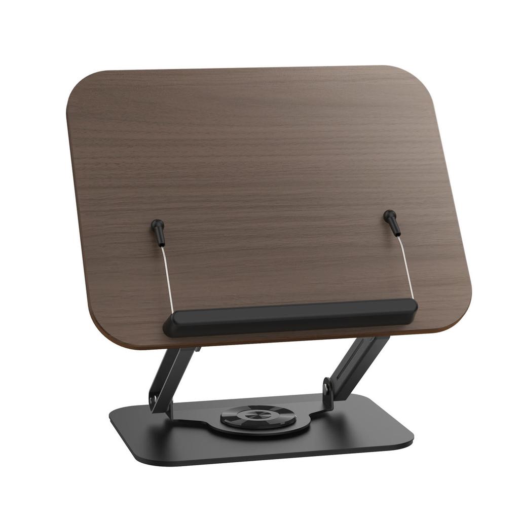 Book Stand Foldable   Book Holder with 360 Degrees  Rotating Base Elastic Clips for Recipe Tablet Laptop