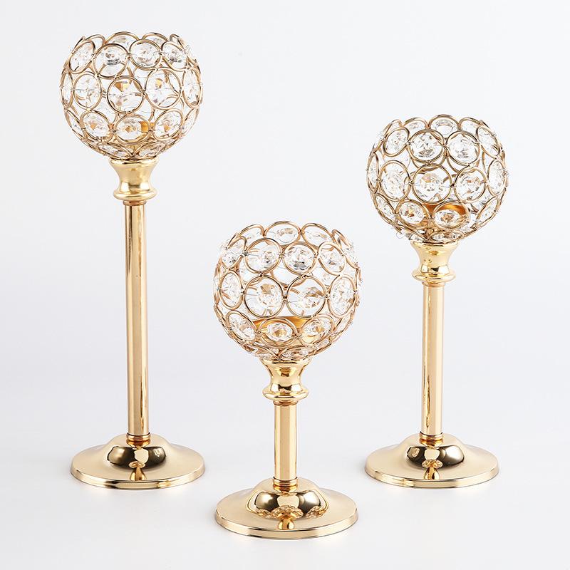 3pcs Tall Votive Candlestick Holders Gold Candle Holders Crystal Candlestick Holders for Dining Table Wedding Decor