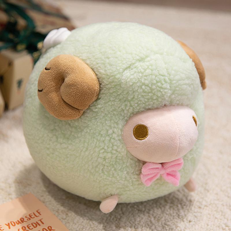 Decoration 25cm Cartoon Cute Round Sheep Plush Doll Pillow Purple Pink Green Argali Goat Toy Home Decoration Gift For Children
