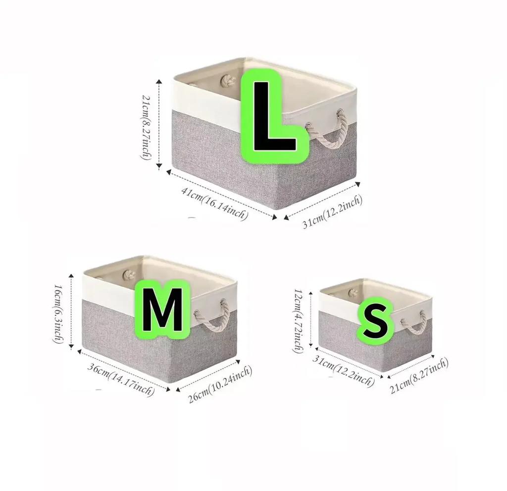 1pc Linen Fabric Storage Basket Two Colors Foldable Sundries Storage Box with Handle Large Capacity Uncovered Clothes Basket