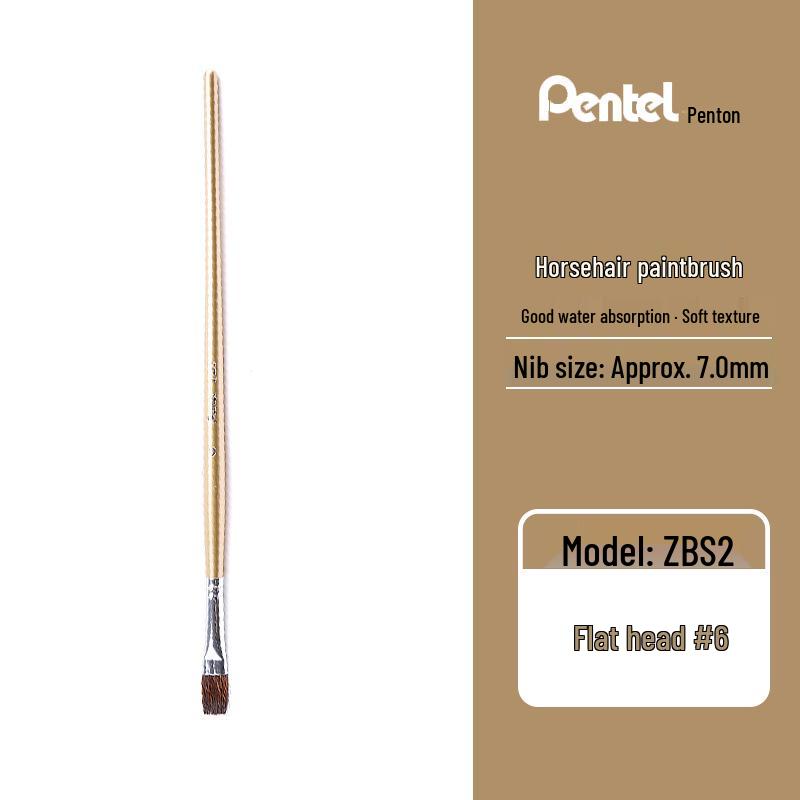 Pentel ZBS2 Flat Hog Bristle Watercolor & Gouache Brush