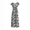 Women Vintage Floral Print V Neck Waist Cinched Short Sleeve Maxi Dress Casual Summer Long Dress for Daily Wear