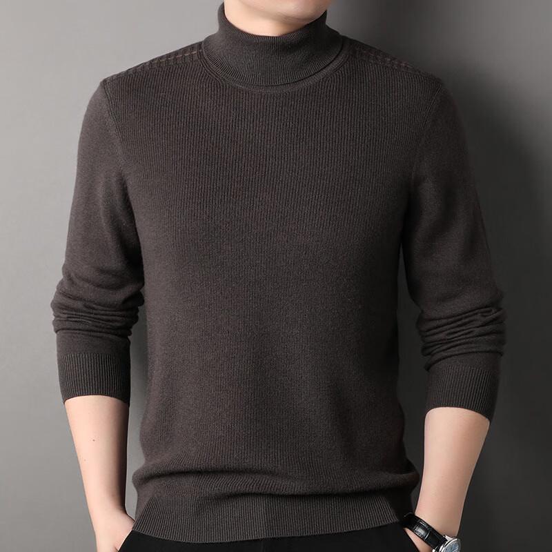 Hengyuanxiang Men s 100% Pure Wool Thickened High-Neck Pullover Sweater XL
