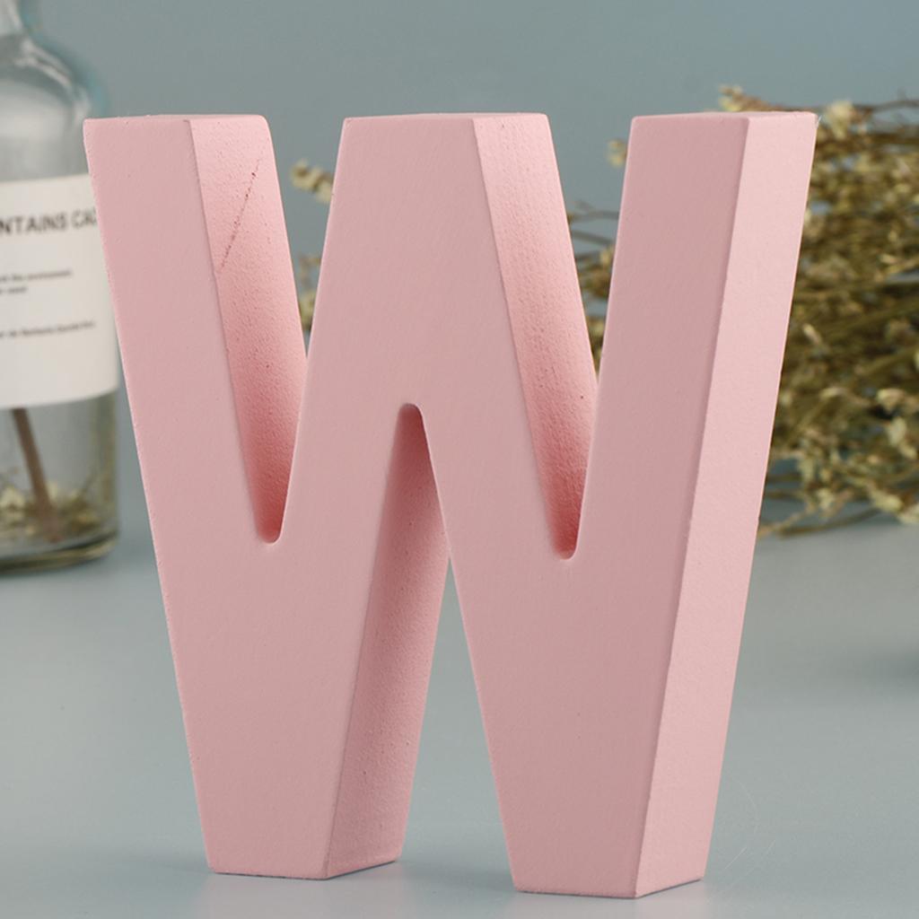 Dřevěné Růžové 26 Písmen Abecedy Svítící Písmena Nástěnná Dveřní Závěsná Cedule A-Z pro Dětský Pokoj Pokojíček Dekorace