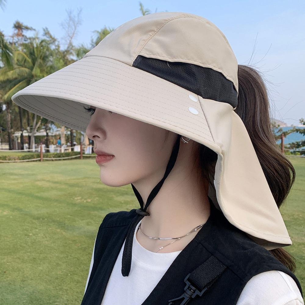 Wide-Brimmed Sunshade Shawl Cap Detachable Picking Tea Hat Sun Hat Anti-UV Cap  Travel