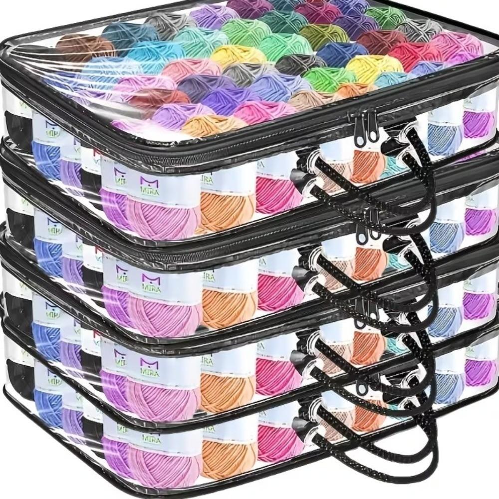 1pcs Transparent Yarn Storage Bag Multi-purpose Waterproof Clothing Storage Bag with Handle Space Saving Handheld Storage Bag