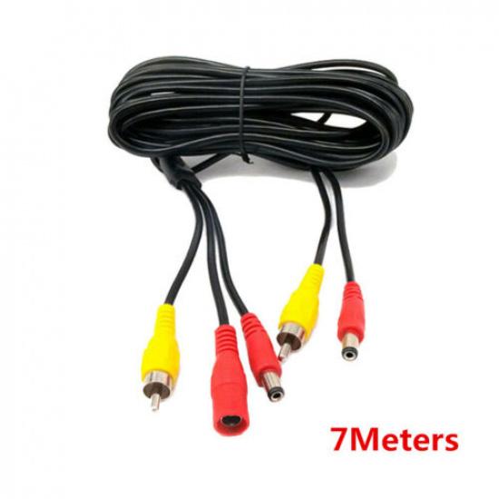 7M Car RCA Parking System Extension Power Cable Detection Wire for Backup Camera