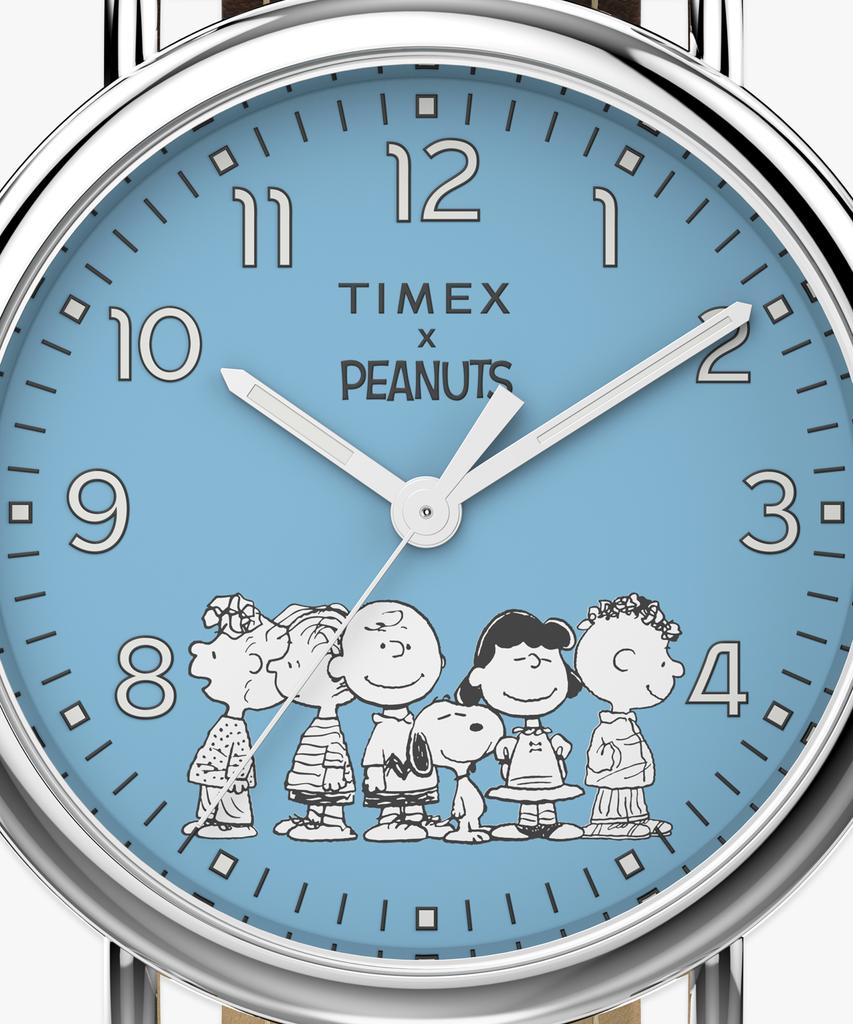Taimaegseu X Peanuts Standard Gangs All Here Brown Leather Strap Wristwatch 40Mm