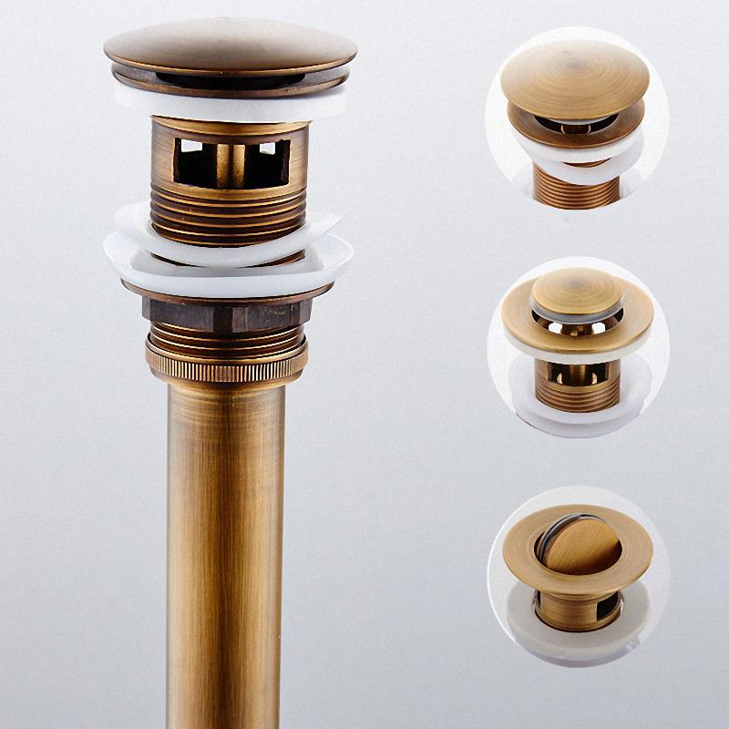 Bathroom Vessel Pop Up Sink Drain Strainer, Flip Top Stopper for Lavatory Basin, Antique Brass Pop Up Sink Overflow Cover