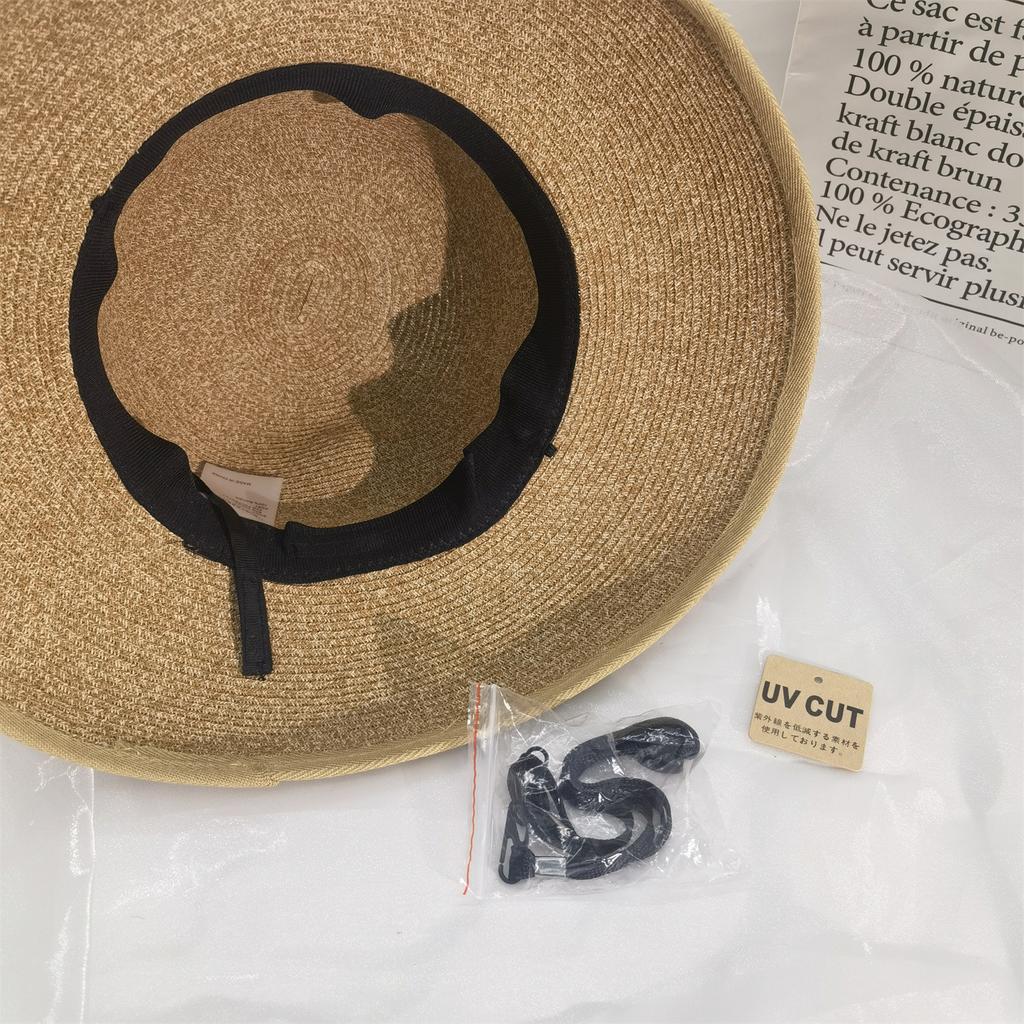 Temperament Big brim Hepburn Straw Hat Women's Summer Shade Sunscreen Sun Hat Lamp Shade Holiday Seaside Beach Hat