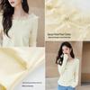 La Chapelle Women's Long-Sleeve T-Shirt with Beaded Tulle Collar