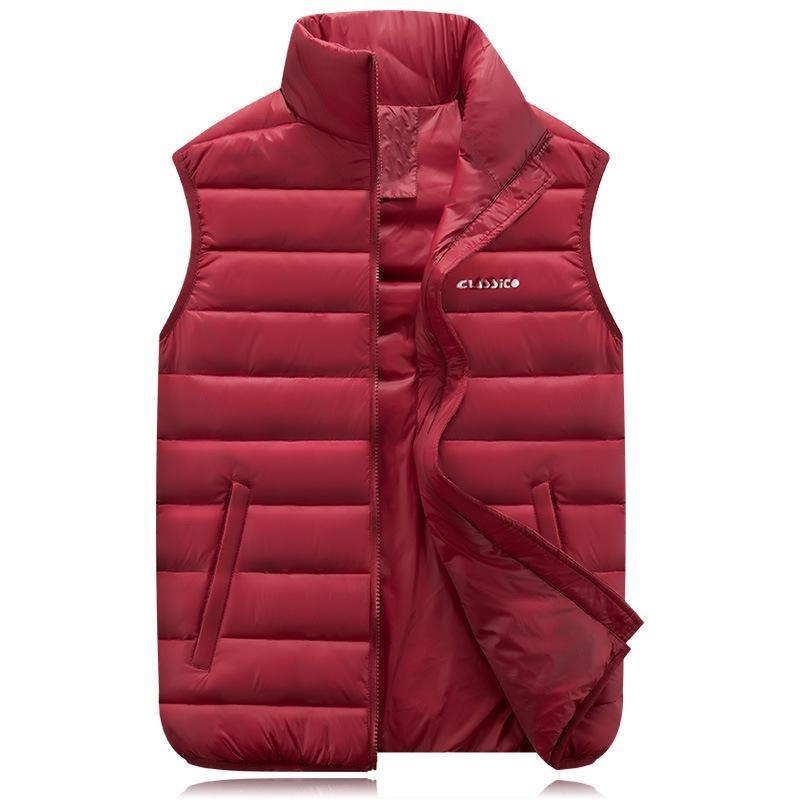 

2026 Autumn And Winter New Thick Down Cotton Vest Young Men s Waistcoat Skirt Trendy Large Size Men s Trendy Casual Large Size 6XL червоний