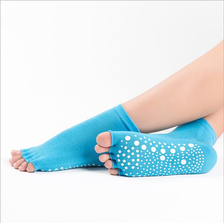 Women's Non-Slip Cotton Five-Finger Yoga Pilates Toe Socks