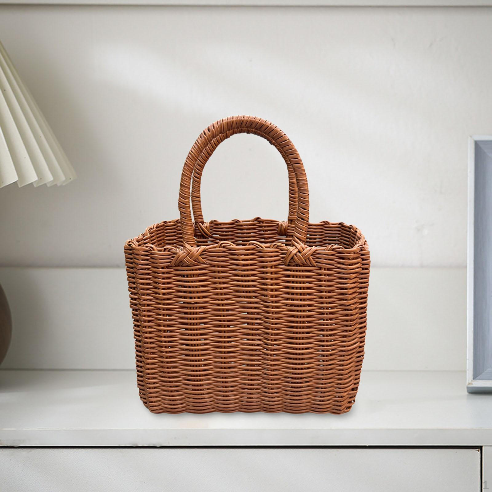 Плетеная корзина ручной работы с ручкой деревенское украшение многофункциональные плетеные корзины для покупок для хлеба A 1769₽