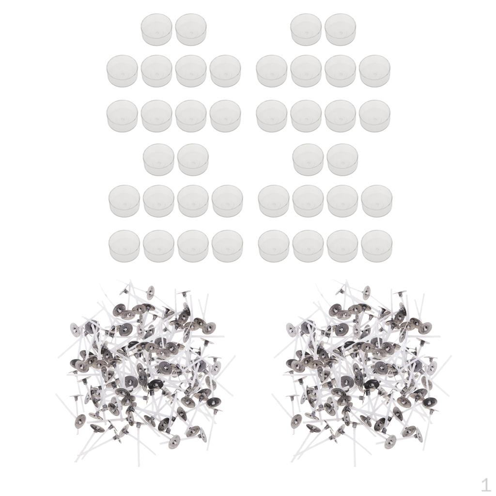 

Прозрачные пластиковые стаканчики для чайных свечей, 40 штук, круглые формы для изготовления свечей, 400 фитилей для