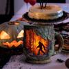 Bigfoot Forest Fire Mug, Forest Fire Design with 3d Relief Mug, 3D Vintage Sasquatch Bigfoot Outdoor Coffee Gifts Cup