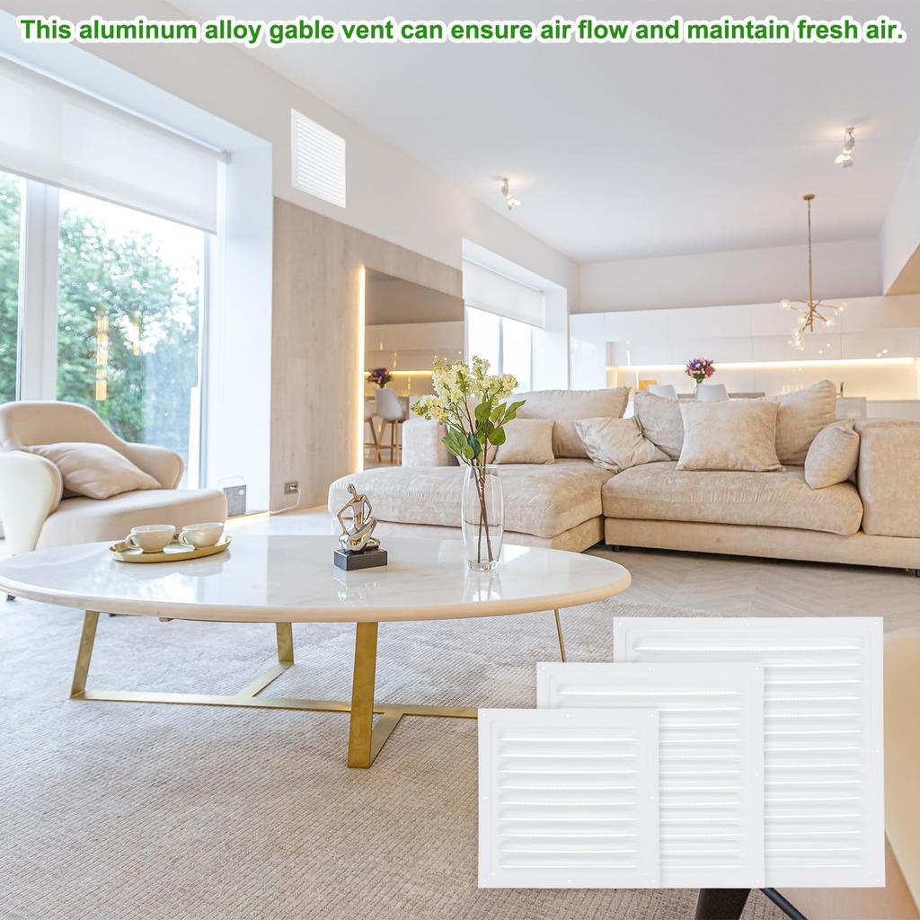 PATIKIL Attic Vent Cover, 250x250mm, Set of 2, Aluminum Alloy Gable Vent Grille with Louver and Screen Mesh, Screws Included, for Exterior Walls