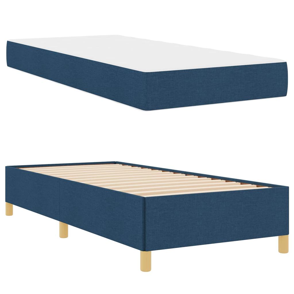 Bed Frame with Mattress Blue 80 x 200 cm Fabric