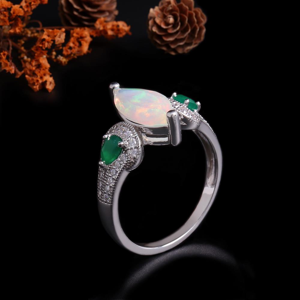 Exquisite opal ring S925 silver with natural ethiopia opal gemstones fine jewelry for women mom wife nice birthday party gift