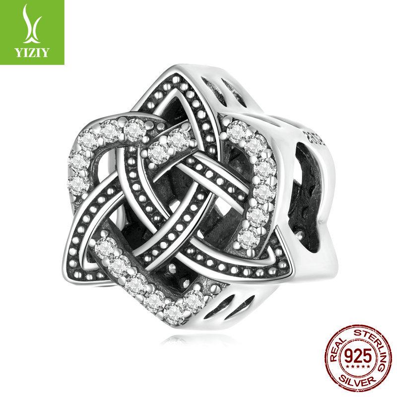 Celtic Knot Love Charm Bracelet Beaded with Hollow S925 Silver Beads 