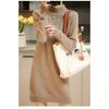 Half Turtleneck Sweater Mid-length Solid-color Knitted Dress for Women Casual Loose Pullover Autumn and Winter Top