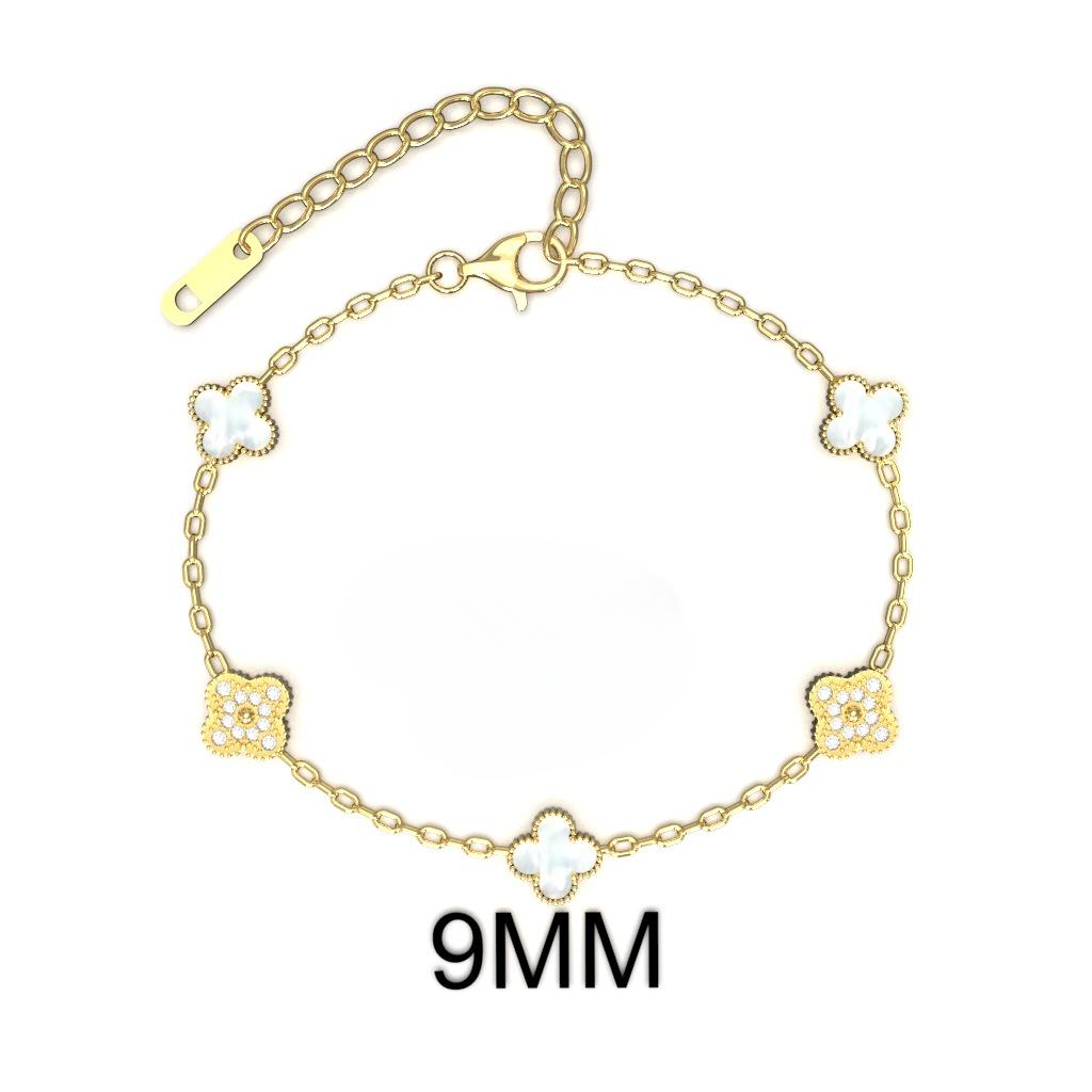 

Браслет-четырехлистный цветок 9 мм, браслет из титановой стали с 18-каратным покрытием, не теряет цвет, можно купаться