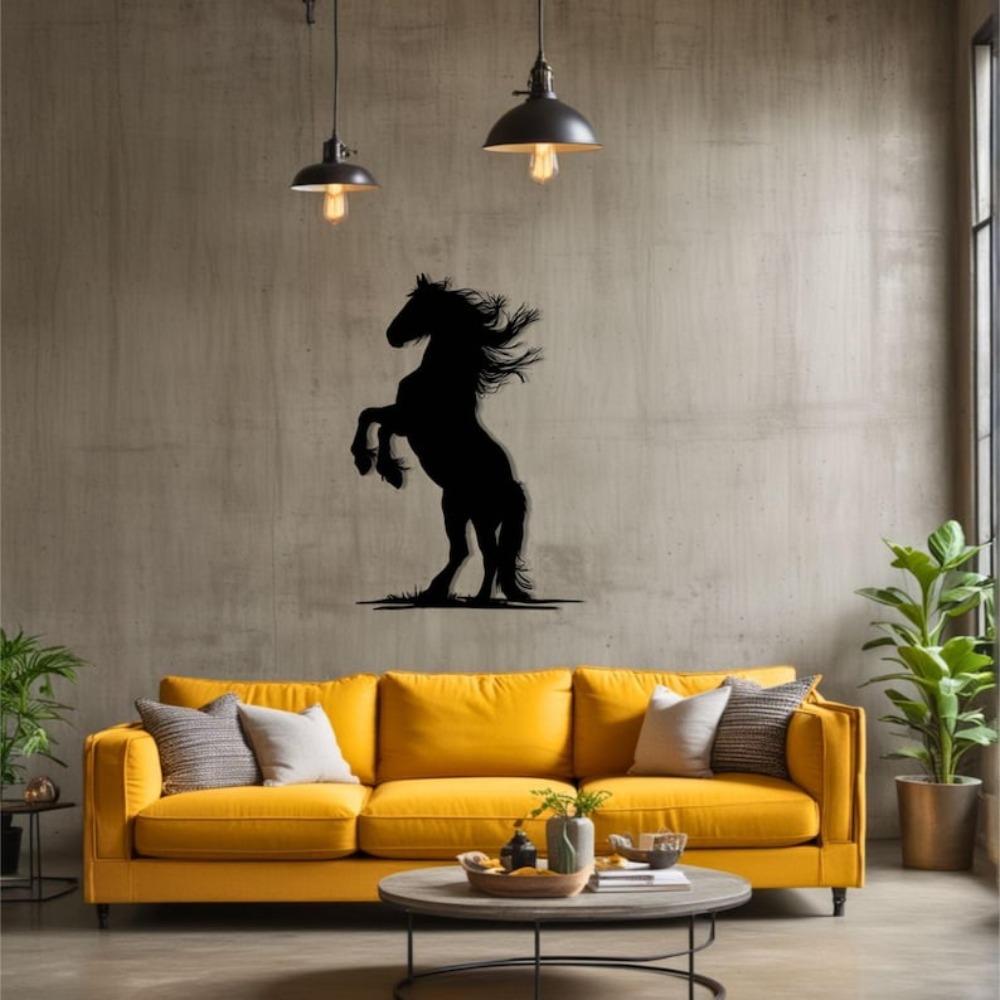 Custom Metal Horse Silhouette Wall Art Rearing Equestrian Sculpture Outdoor Decor