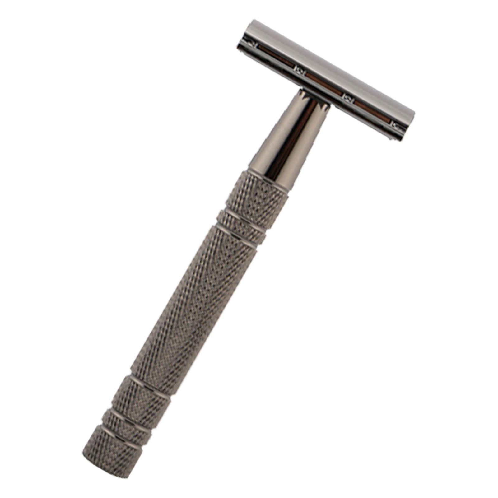 

Ручной триммер для бороды с 5 лезвиями, профессиональный металлический безопасный портативный двухсторонний инструмент для стрижки бороды, черный