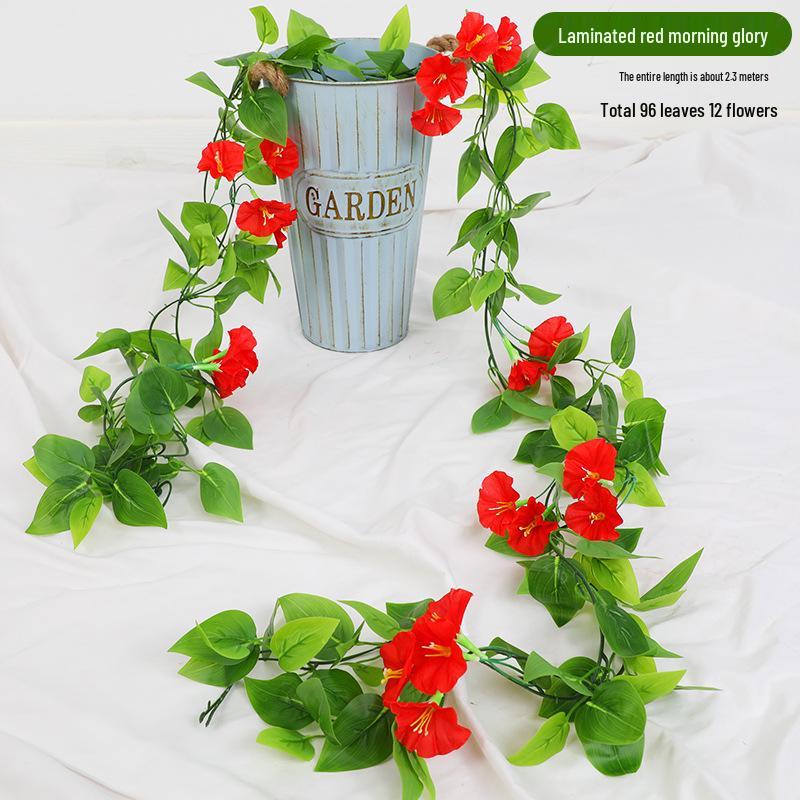 Artificial Rose Vine Ceiling Decor with Rattan for Living Room and AC Pipe Cover