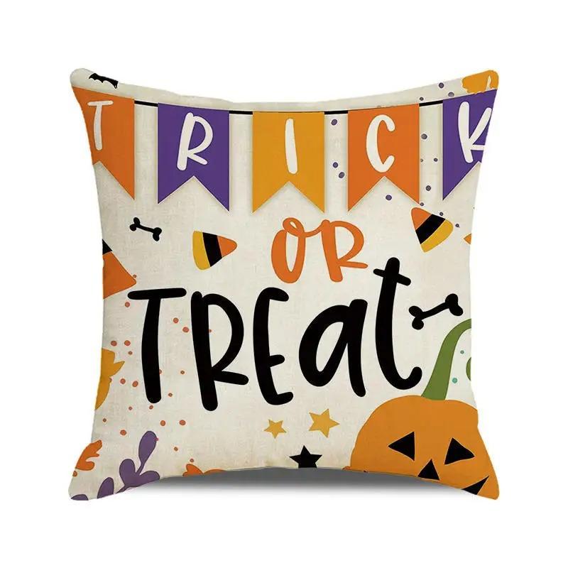 Halloween Decorative Cushion Cover Pumpkin Bat Wizard Ghost Pillowcase Suitable for Home Living Room Sofa Room Decoration