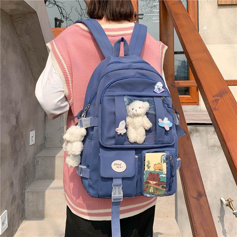 Japansk High School Jenter Ryggsekk Skolevesker for Tenåringsjenter Flere Lommer Ny Kawaii Ryggsekk Kvinner Harajuku Søt Mochila