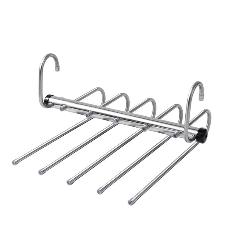 1 Pcs Stainless Steel Magic Pants Hangers 5/9 Layer Space-Saving Closet Organisers for Jeans Trousers Scarves Multi-Clothes Rack