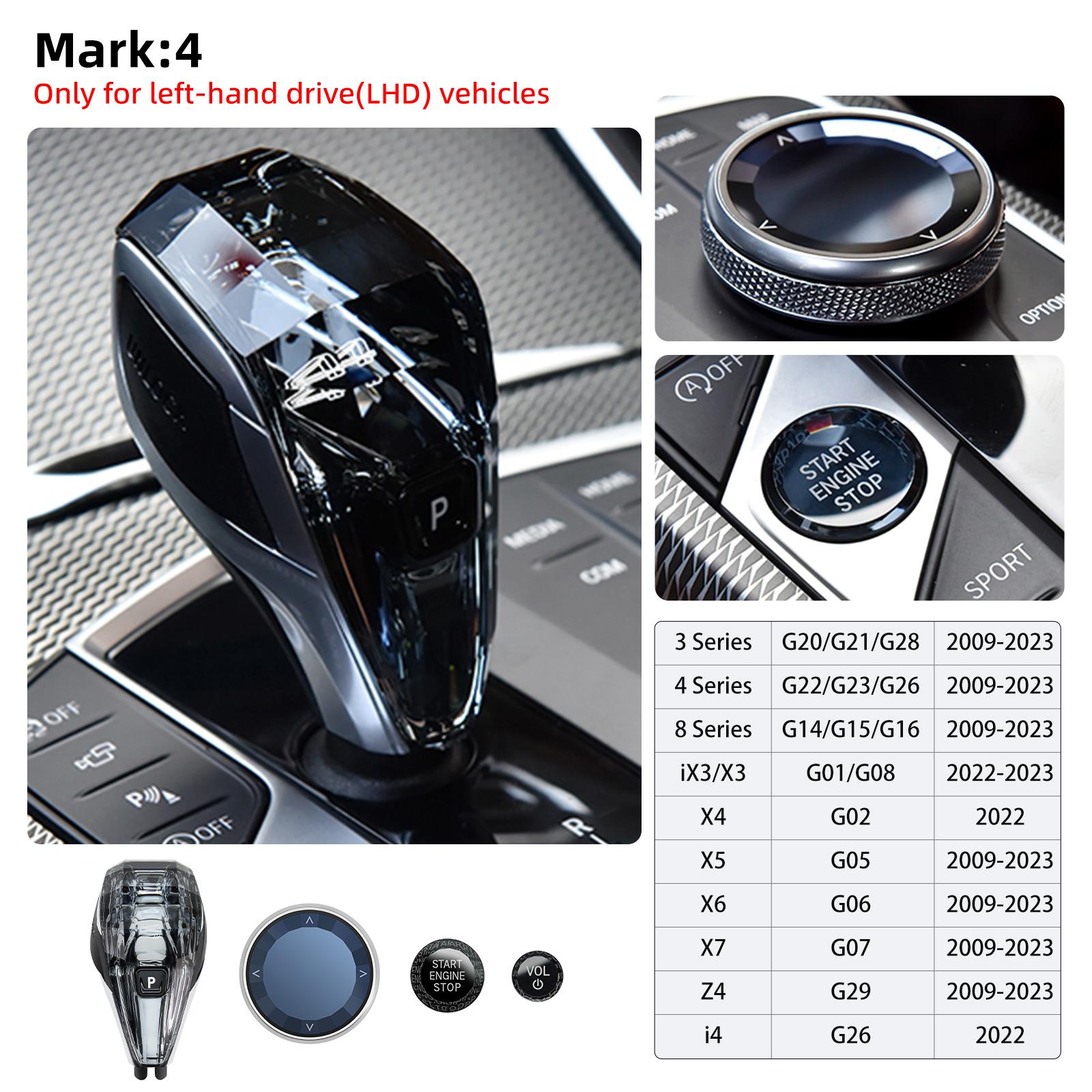 

For BMW 1 2 3 4 8 X3 X4 X5 X6 Shift Knob Gear Handle Crystal Gear Handle 4 Pieces Set Car Gear Shift Knob Interior Accessories