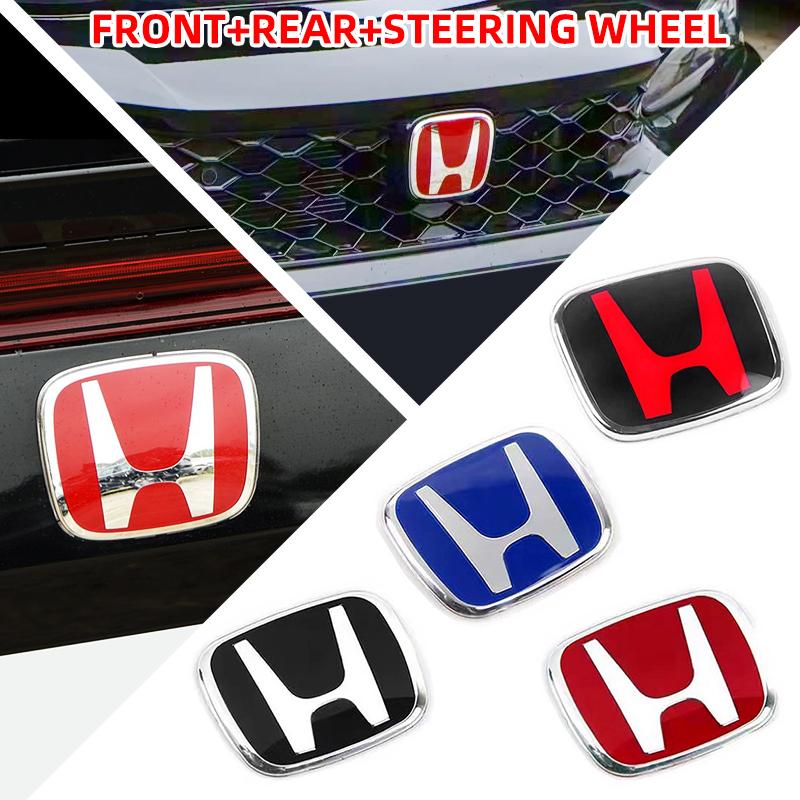 Mkbn8 1pcs 3D H Custom Badge Decal for Honda Civic VEZEL CRV City Accord Fit Odyssey Car Hood Front Grill Rear Trunk H Logo Sticker