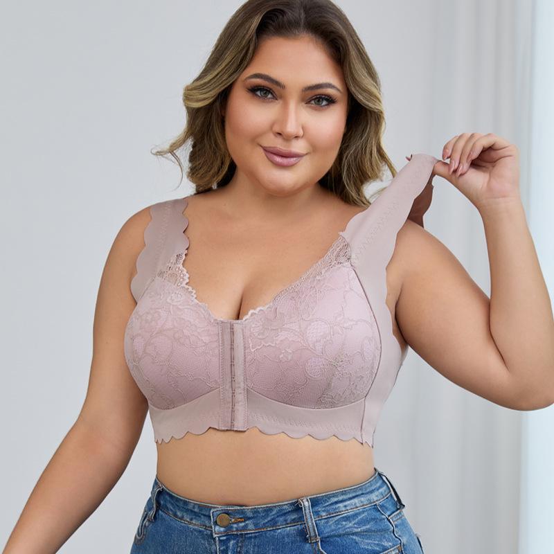 

Женский кружевной бралет большого размера с застежкой спереди, фиксированными чашками и красивым дизайном спинки 4XL