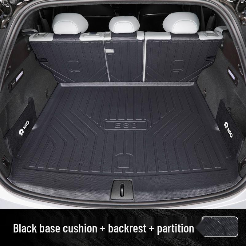 Compatible with 25 NIO ES6 models: TPE trunk mat, tailgate mat, door sill mat, and trunk cover.