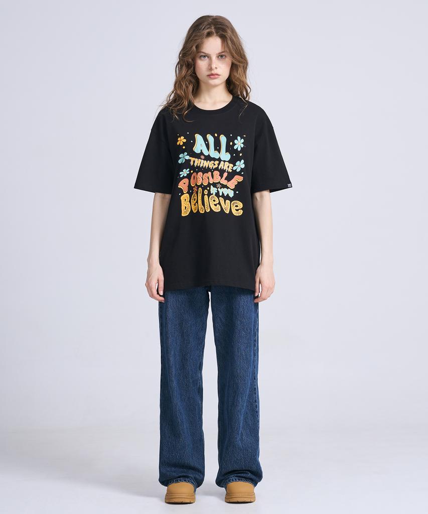Osillos C81 Color Doodling Oversized Short Sleeve T-Shirt_Black