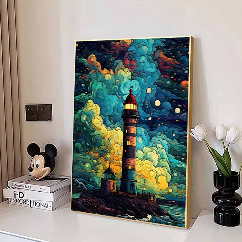 DIY Diamond Painting Lighthouse Cross Stitch Kit Mosaic Art Diamond Painting Full Circle Diamond Home Decoration