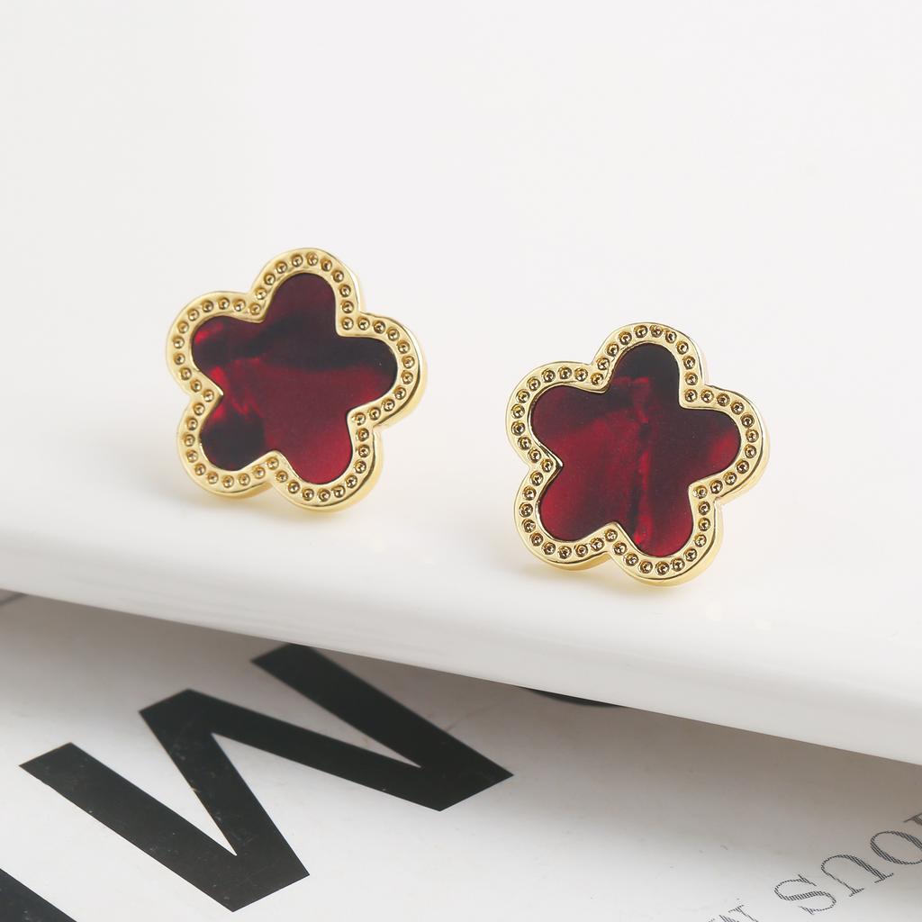 New Sweater Chain Five Point Star Creative Plant Plum Blossom Jewelry Set Shell Simple Bracelet/Necklace/Earrings Women's Clover