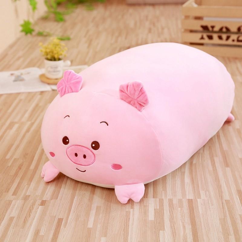 28/55cm Weiches Cartoon-Tier Langes Kissen Niedliches Schwein Katze Frosch Pinguin Plüsch Stofftier Puppe Schlafzimmer Kissen Sofa Heimdekoration 28cm