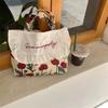 3 New sweet lotus leaf edge bento canvas bag fresh embroidery handbag student handbag spring outing