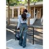 Heavy Industry three-dimensional washed retro wide-leg velvet jeans for women, high-waisted loose and lazy floor pants
