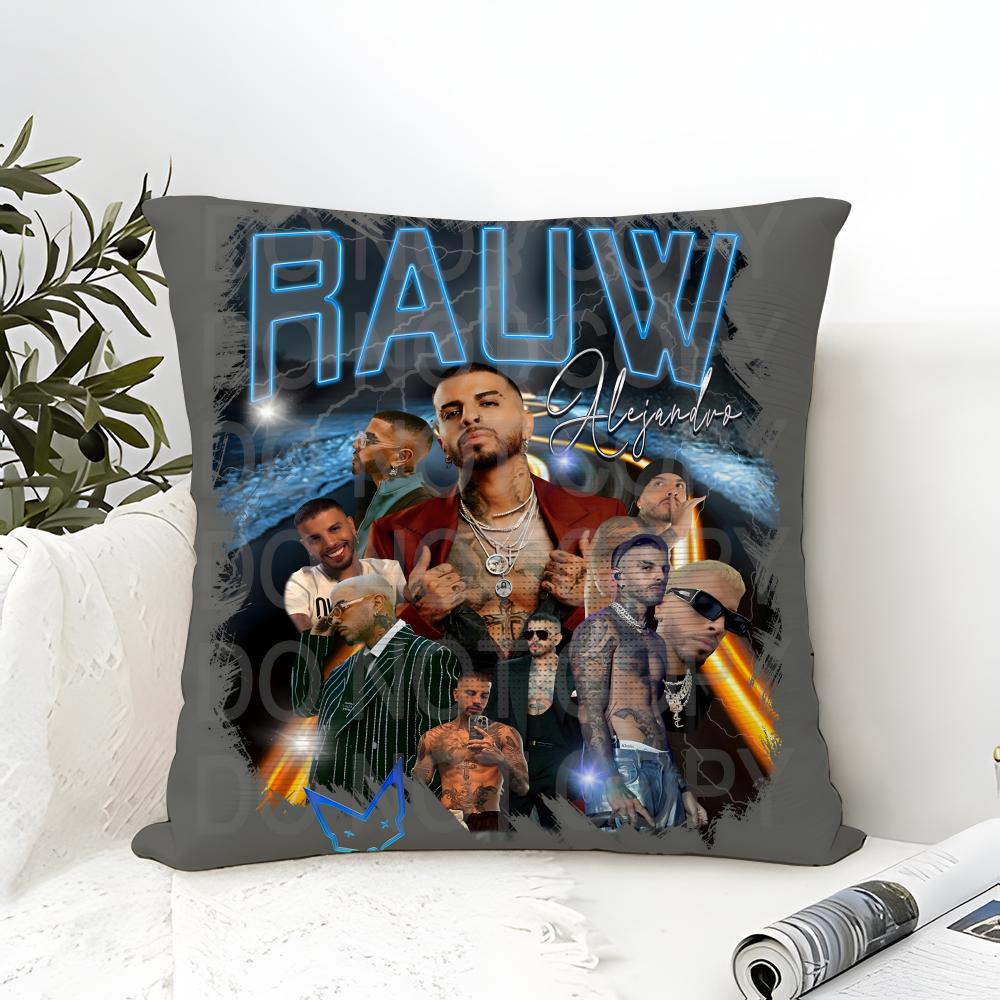 Pillow Case Cotton Linen Fabric Square Zipper Pillowcase Home Decorative Living Room Playa Saturno R-Rauw Alejandro Singer 4