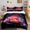 Elegant Rose Art Decoration Set Bedding Set with 1 Duvet Cover 2 Pillowcases Single Double King Queen, Gift