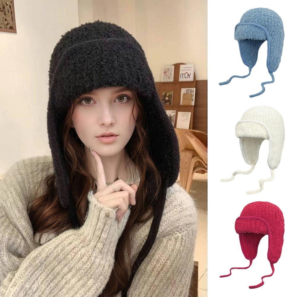 Teddy Fleece Bonnet Caps Warm Beanies Cap Fashion Winter Plush Hat  Women
